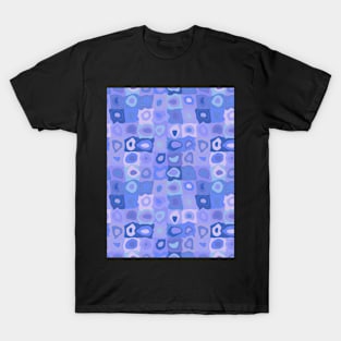 French Lavender Garden  - Retro Geometric Wobbly Square Grid Pattern T-Shirt